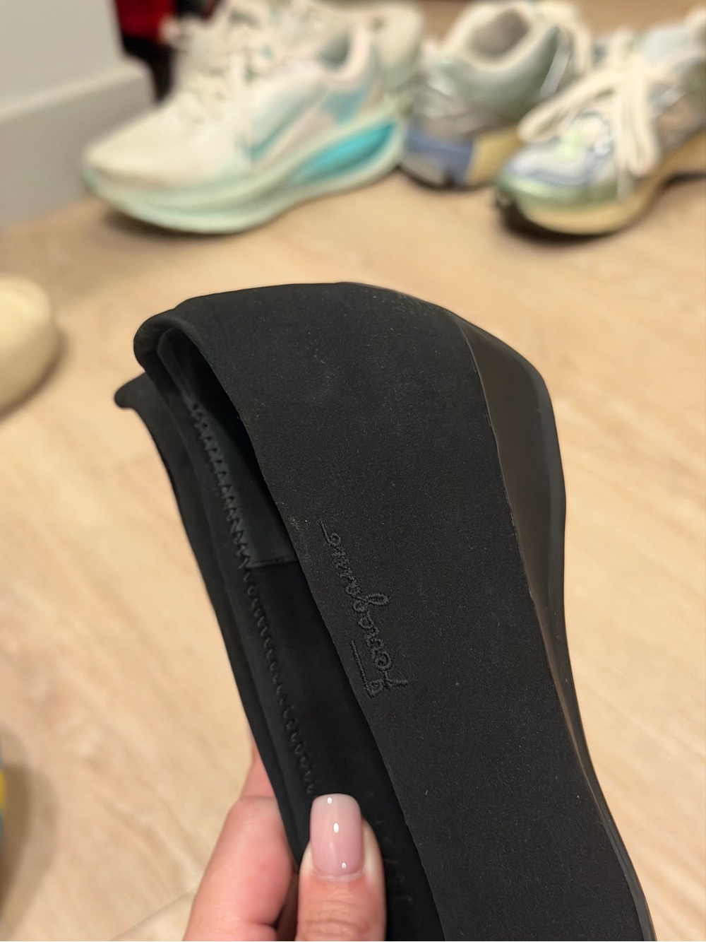 Salvatore Ferragamo Black Nylon Semi-Pointed Ballet Flats 6.5–7 - Picture 2 of 5